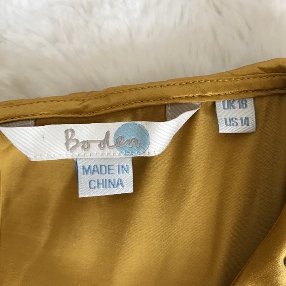 Boden Gold Silk Blend Embellished Collar Sleeveless Blouse US14 - Picture 10 of 12